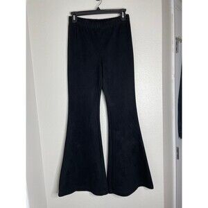Forever 21 Black Flare Pants M Y2K 70s Retro High Waist Bell Bottom Suede Style
